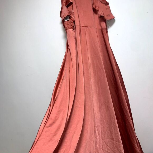 Women Nine West Flounce Maxi Dress size XL elegant soft sleek overlapping style - Picture 8 of 9